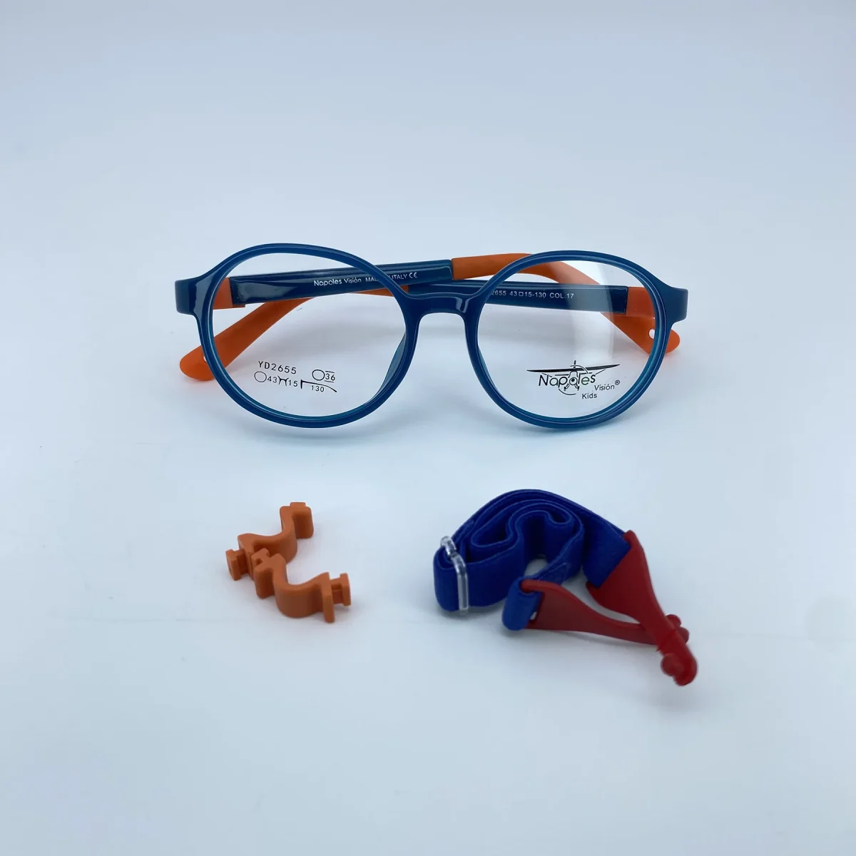 Montura Flexible para Niño en TR90 con Accesorios - Nápoles Visión Azul/Naranja - YD2655