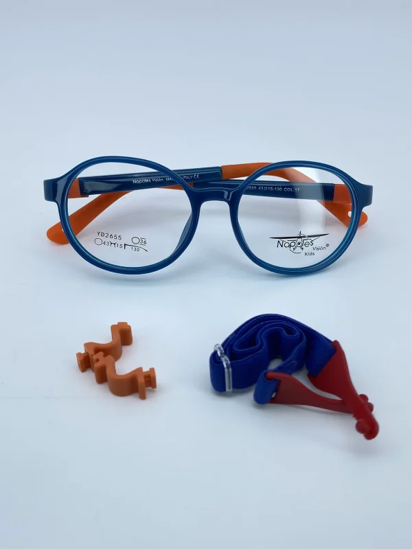 Montura Flexible para Niño en TR90 con Accesorios - Nápoles Visión Azul/Naranja - YD2655