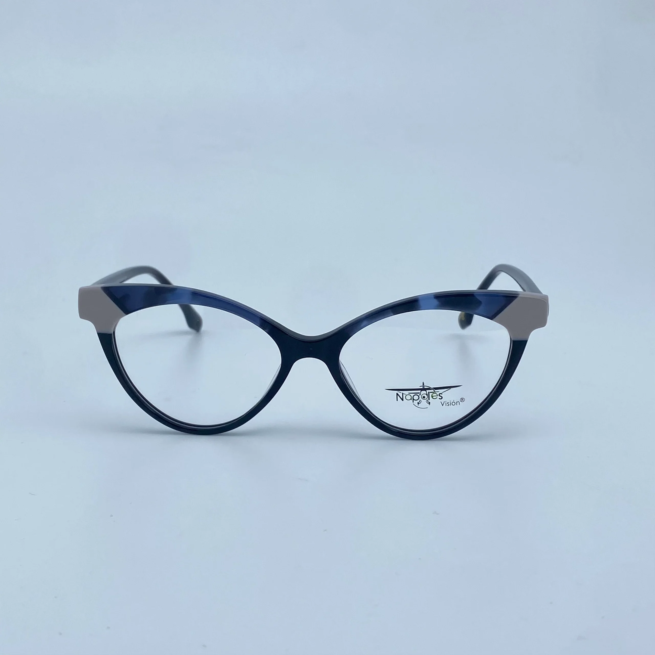 Montura Óptica de Mujer en Acetato laminado y herrajes en Acero Quirúrgico - Nápoles Visión Negro C1 - 9826