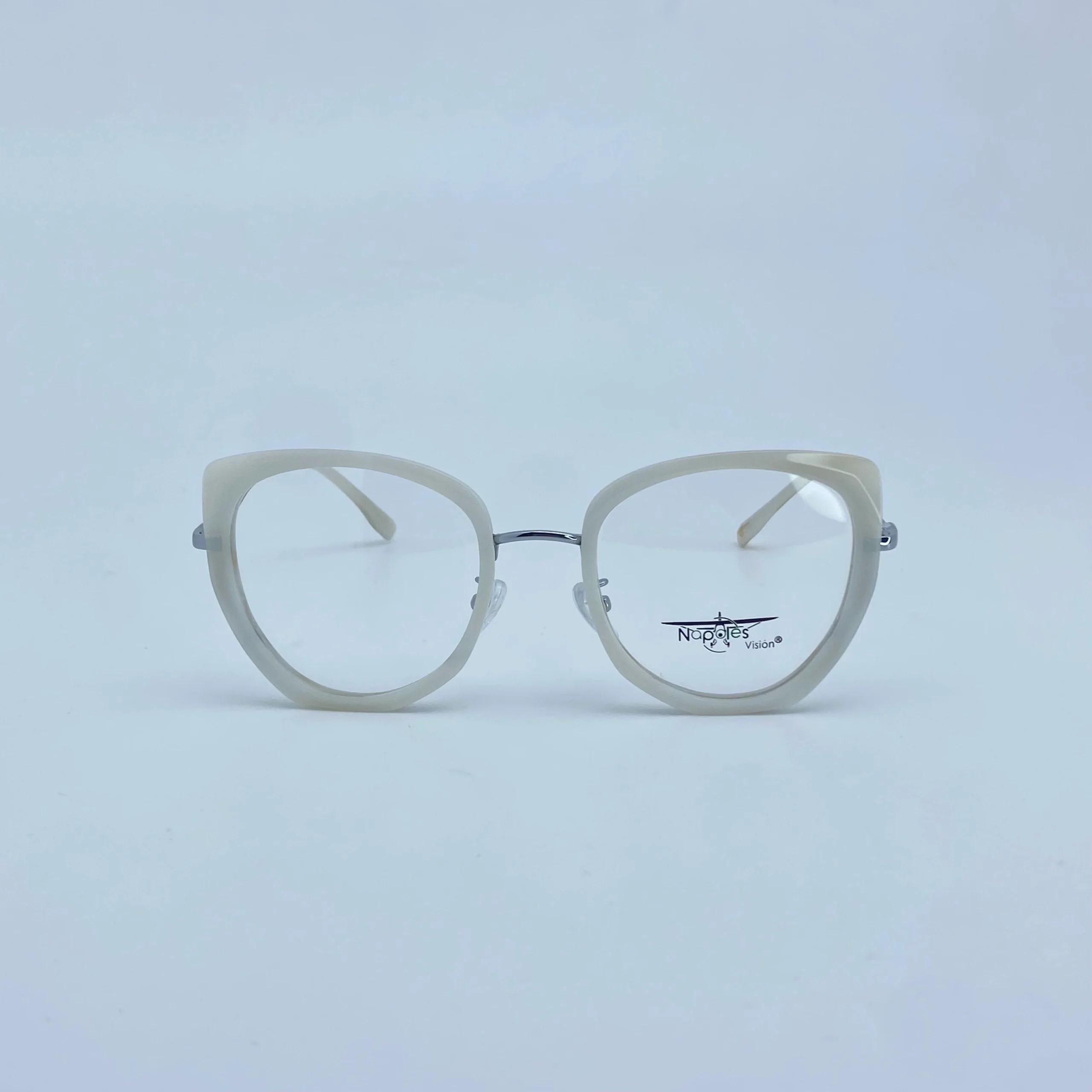 Montura Óptica de Mujer en Acetato laminado y brazos en Acero Quirúrgico - Nápoles Visión Blanco C5 - W53042