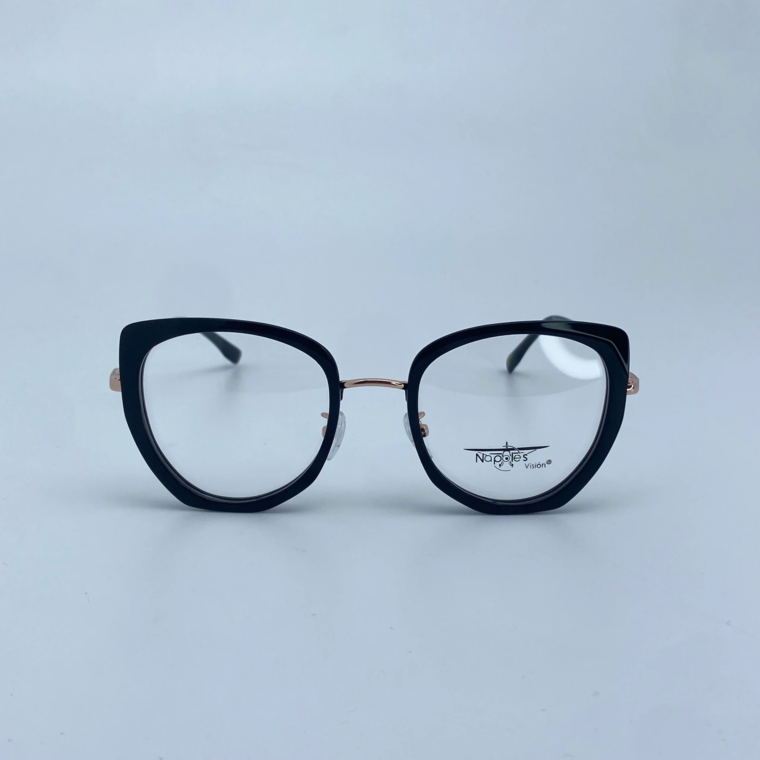 Montura Óptica de Mujer en Acetato laminado y brazos en Acero Quirúrgico - Nápoles Visión Negro C1 - W53042