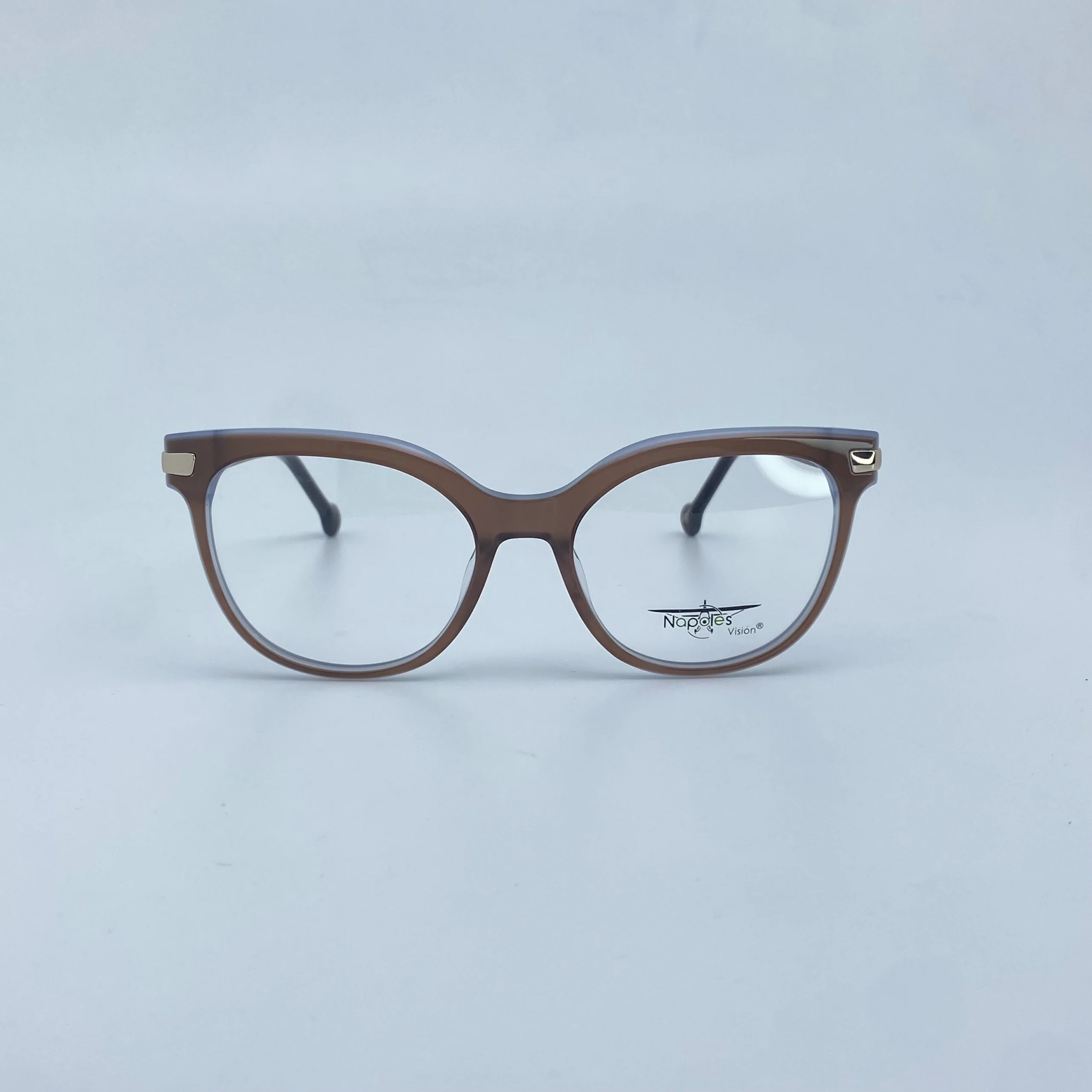 Montura Óptica de Dama en Acetato laminado y herrajes en acero quirúrgico - Nápoles Visión - Café C5 - W53058