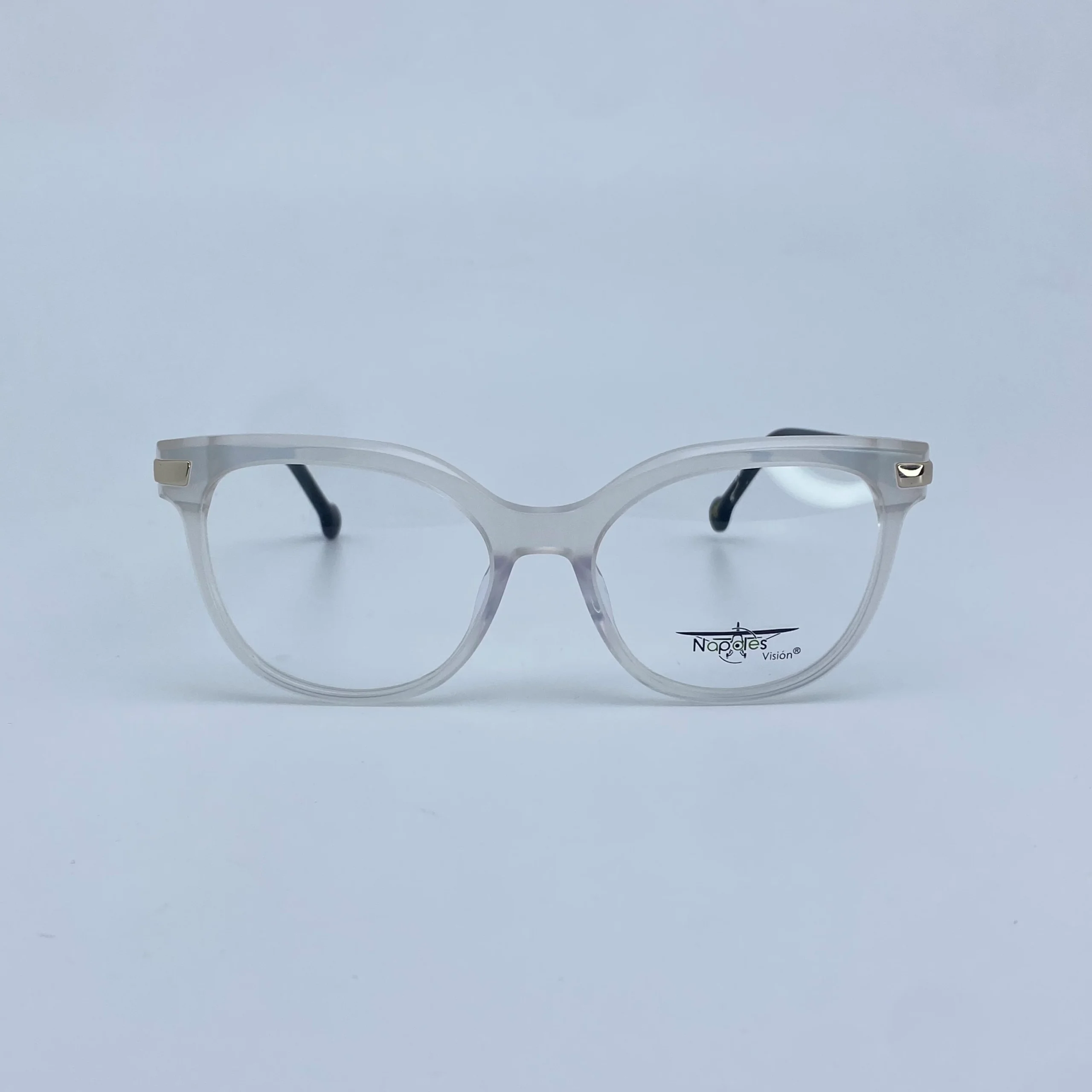 Montura Óptica de Dama en Acetato laminado y herrajes en acero quirúrgico - Nápoles Visión - Hielo C7 - W53058