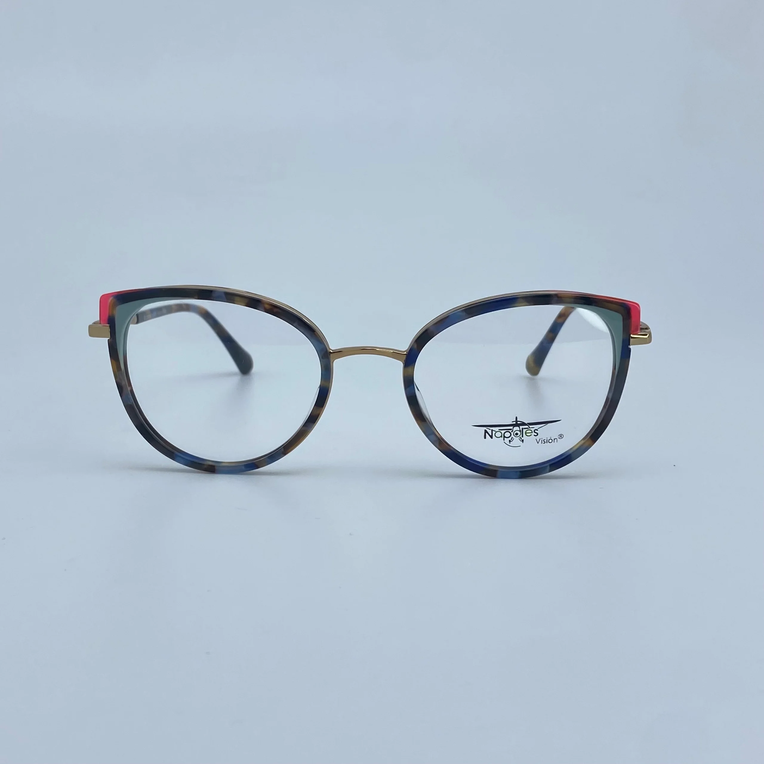 Montura Óptica de Mujer en Acetato con Herrajes en Acero - Nápoles Visión Azul C5 - W56102