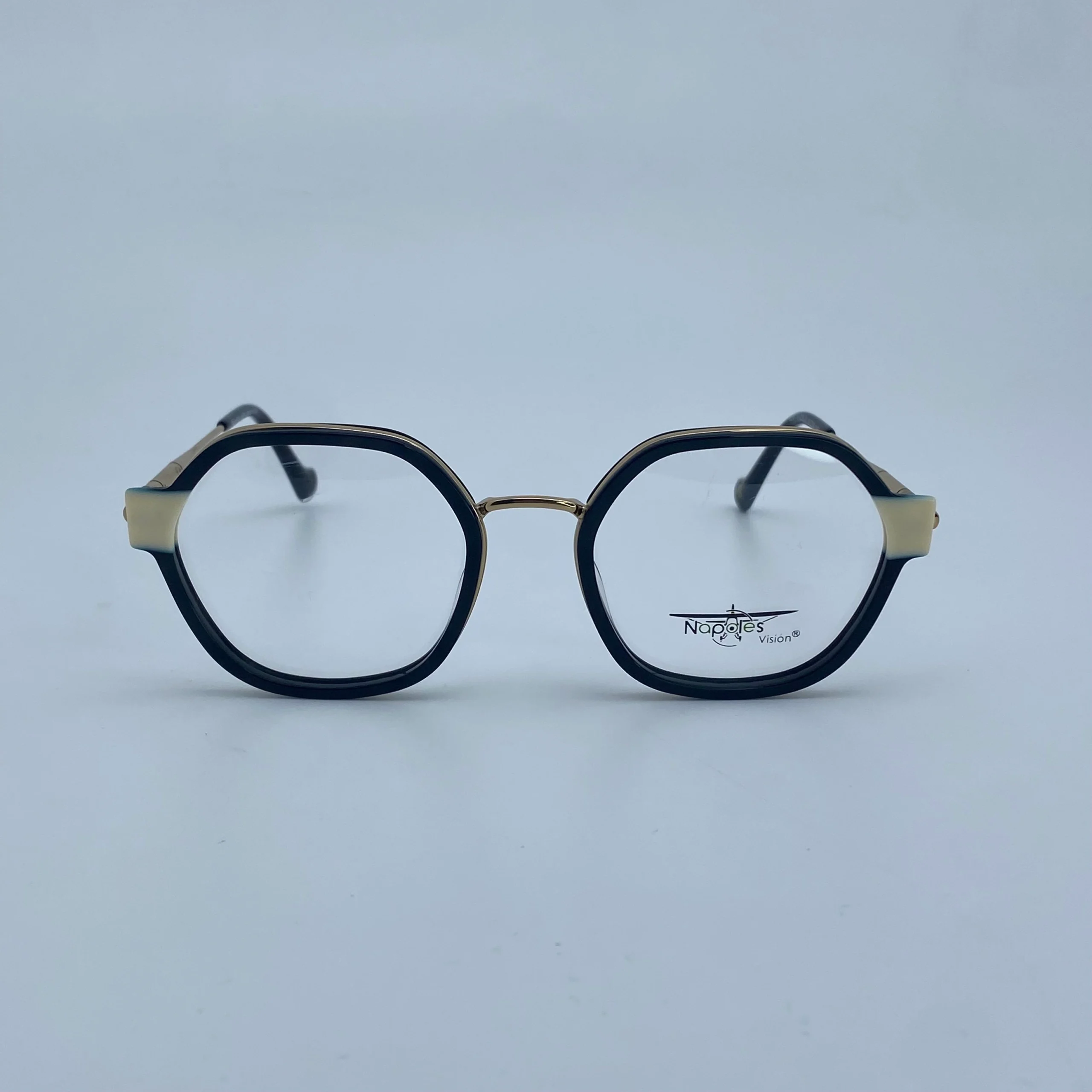 Montura Óptica de Mujer en Acetato laminado y brazos en Acero Quirúrgico - Nápoles Visión Negro C1 - W56113