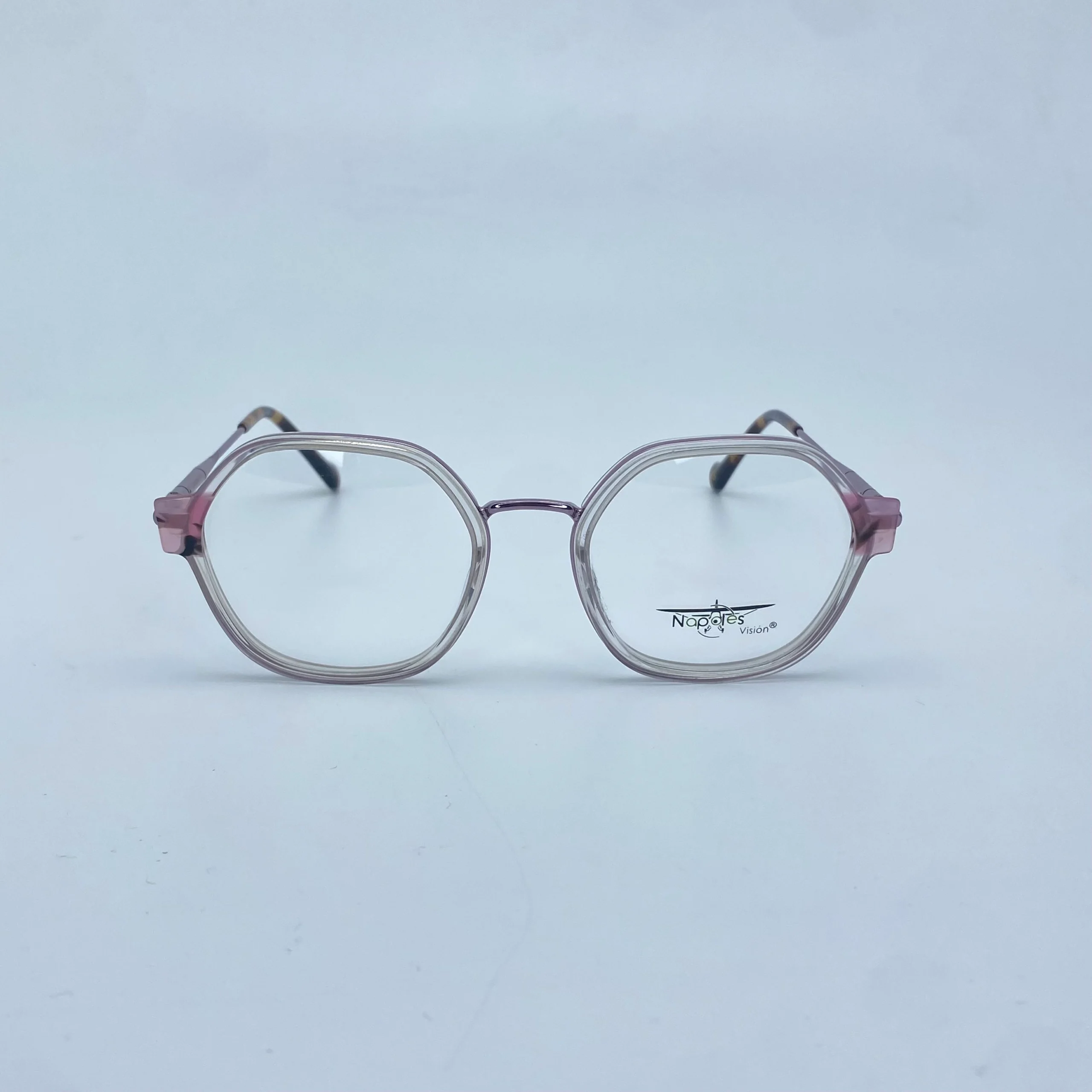 Montura Óptica de Mujer en Acetato laminado y brazos en Acero Quirúrgico - Nápoles Visión Rosa Traslúcido Col.07 - W56113